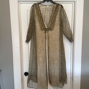 *Vintage* Stardust Womens Size L Cream and Leopard Slip Nightgown Peignoir Set